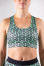 Afbeelding in Gallery-weergave laden, Orango Running - Womens Sports Bra — Black/ Neptune Green allover print - 12007