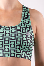 Afbeelding in Gallery-weergave laden, Orango Running - Womens Sports Bra — Black/ Neptune Green allover print - 12007