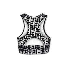 Afbeelding in Gallery-weergave laden, Orango Running - Womens Sports Bra - Black/White allover print - 12007