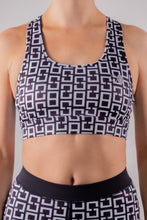 Afbeelding in Gallery-weergave laden, Orango Running - Womens Sports Bra - Black/White allover print - 12007