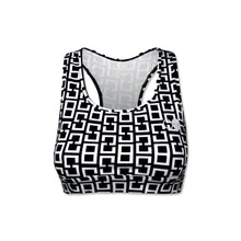 Afbeelding in Gallery-weergave laden, Orango Running - Womens Sports Bra - Black/White allover print - 12007