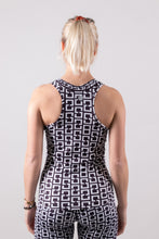 Afbeelding in Gallery-weergave laden, Orango Running - Womens Singlet - Black/White Allover Print - art.nr. 12025