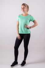 Afbeelding in Gallery-weergave laden, Orango Running - Womens T-shirt with open shoulder - Neptune Green - 12043