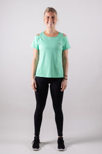 Afbeelding in Gallery-weergave laden, Orango Running - Womens T-shirt with open shoulder - Neptune Green - 12043