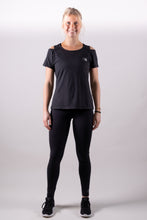 Afbeelding in Gallery-weergave laden, Orango Running - Womens T-shirt with open shoulder - Black - 12043