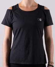 Afbeelding in Gallery-weergave laden, Orango Running - Womens T-shirt with open shoulder - Black - 12043