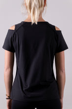 Afbeelding in Gallery-weergave laden, Orango Running - Womens T-shirt with open shoulder - Black - 12043