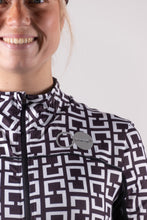 Afbeelding in Gallery-weergave laden, Orango Running -Womens cover up jacket with full zipp - Black/White allover print - 12051