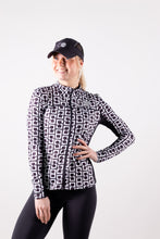 Afbeelding in Gallery-weergave laden, Orango Running -Womens cover up jacket with full zipp - Black/White allover print - 12051