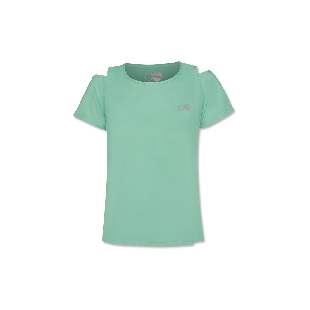 Orango Running -  Womens T-shirt with open shoulder - Neptune Green - 12043