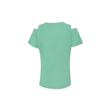 Afbeelding in Gallery-weergave laden, Orango Running - Womens T-shirt with open shoulder - Neptune Green - 12043