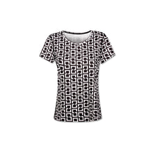 Afbeelding in Gallery-weergave laden, Orango Running -  Womens T-shirt short sleeve V-neck - Black/White allover print - 12011
