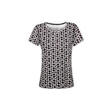 Afbeelding in Gallery-weergave laden, Orango Running - Womens T-shirt short sleeve V-neck - Black/White allover print - 12011