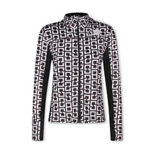 Afbeelding in Gallery-weergave laden, Orango Running -Womens cover up jacket with full zipp - Black/White allover print - 12051