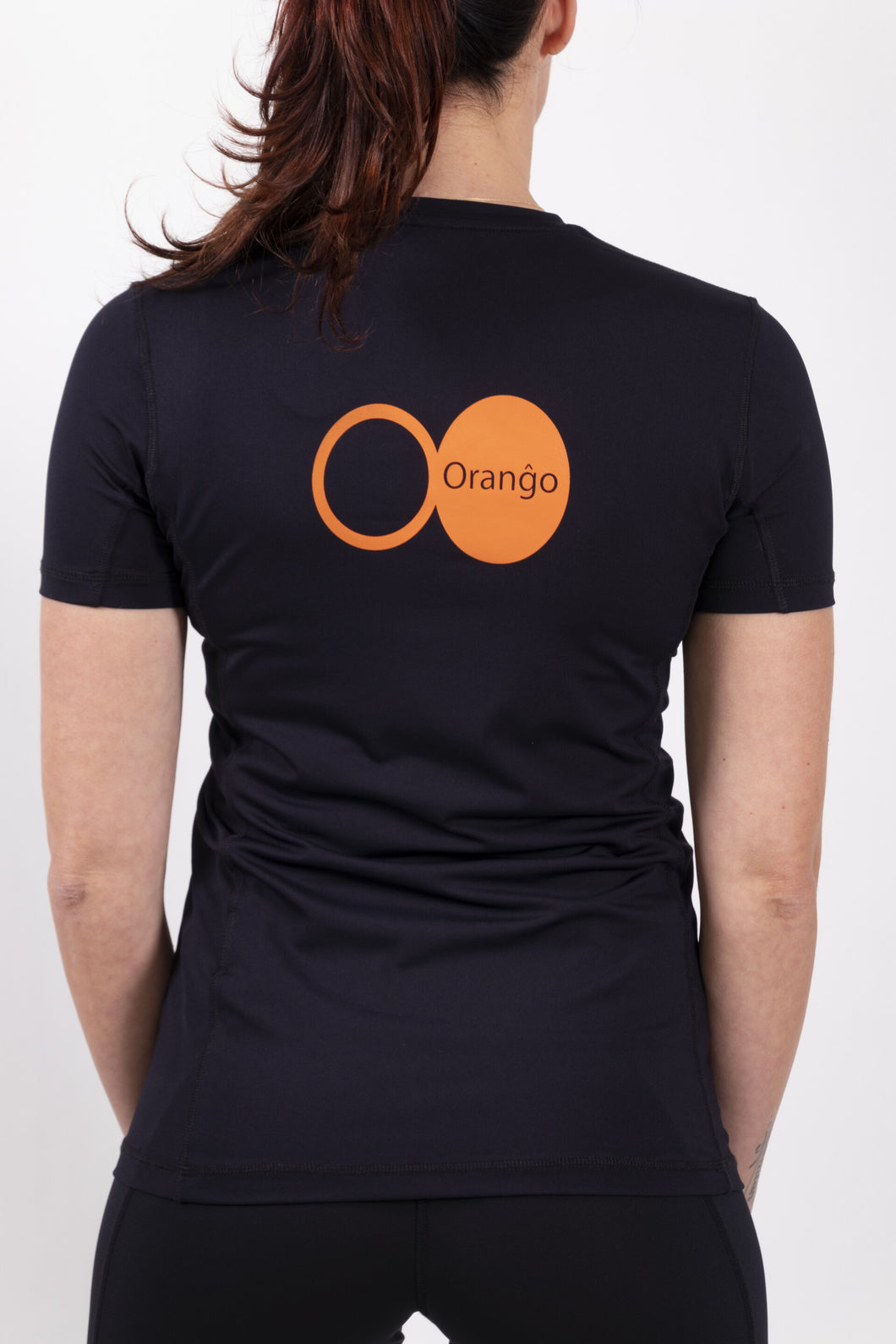 Orango Running - Womens T-shirt short sleeve V-neck - Regular Fit - Black - Print: Logo - P010201D