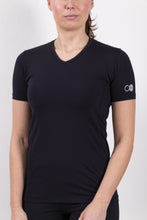 Afbeelding in Gallery-weergave laden, Orango Running - Womens T-shirt short sleeve V-neck - Regular Fit - Black - Print: Logo - P010201D