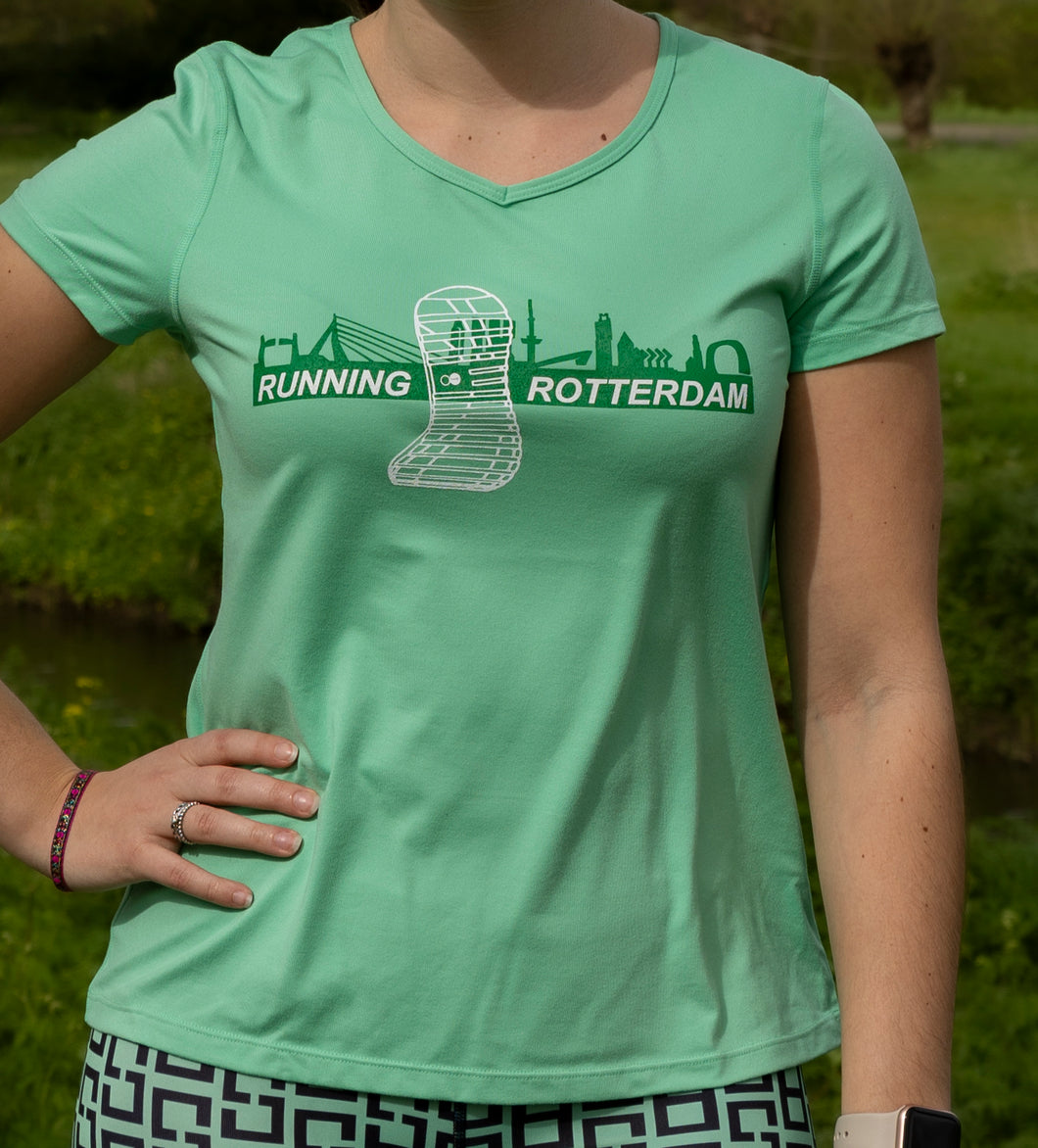 Orango Running -  Running Rotterdam Womens T-shirt short sleeve V-neck - Neptune Green - 12011
