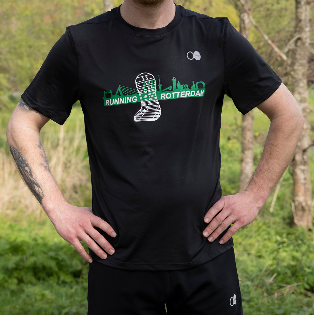 Orango Running -  Running Rotterdam Mens T-shirt short sleeve O-neck, Regular Fit - Black - P010-102