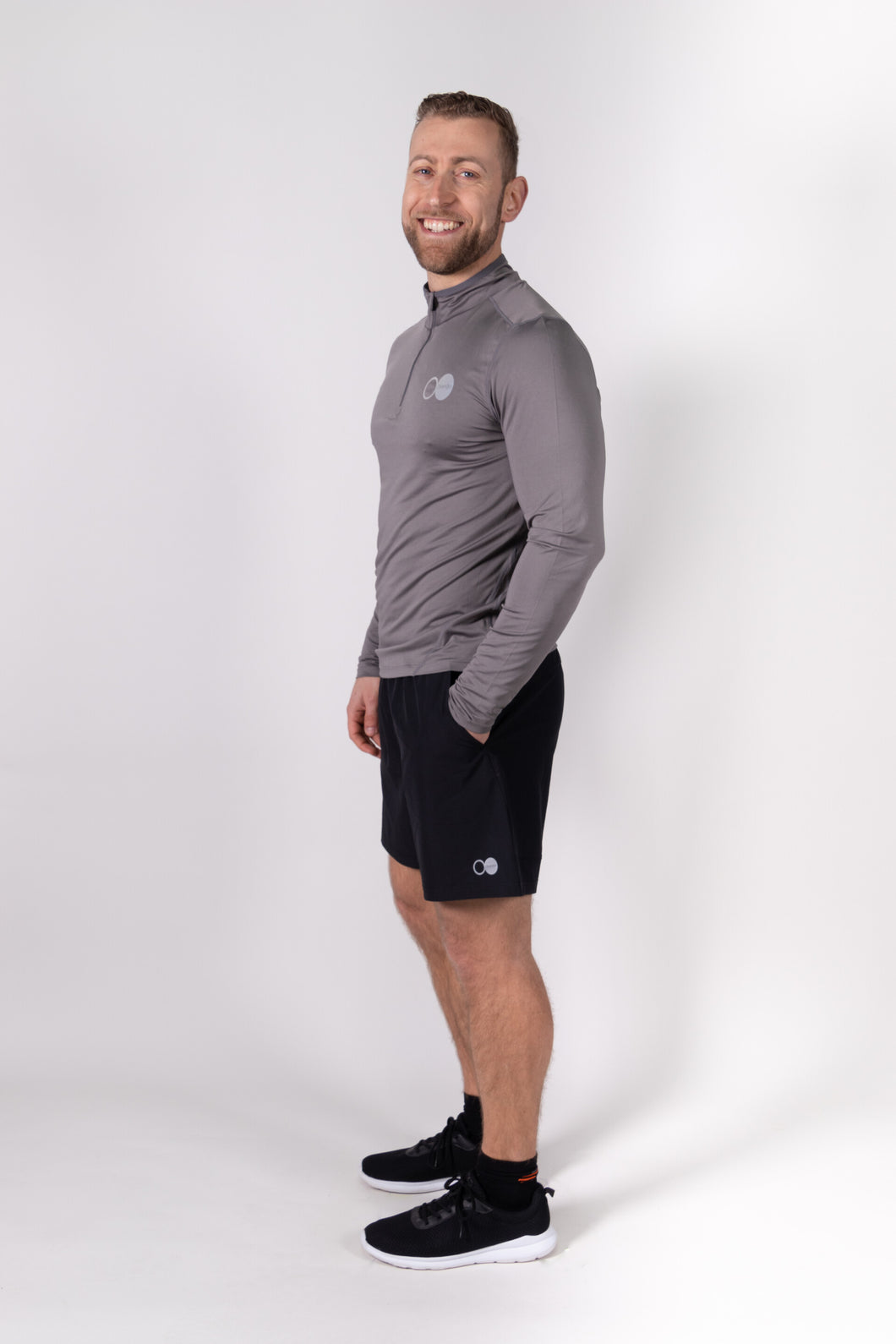 Orango Running - Mens T-shirt long sleeve with zipp - Steel Grey - 11018