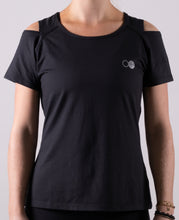 Afbeelding in Gallery-weergave laden, Orango Running - Womens T-shirt with open shoulder - Black - 12043
