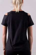 Afbeelding in Gallery-weergave laden, Orango Running - Womens T-shirt with open shoulder - Black - 12043
