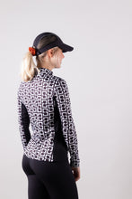Afbeelding in Gallery-weergave laden, Orango Running -Womens cover up jacket with full zipp - Black/White allover print - 12051
