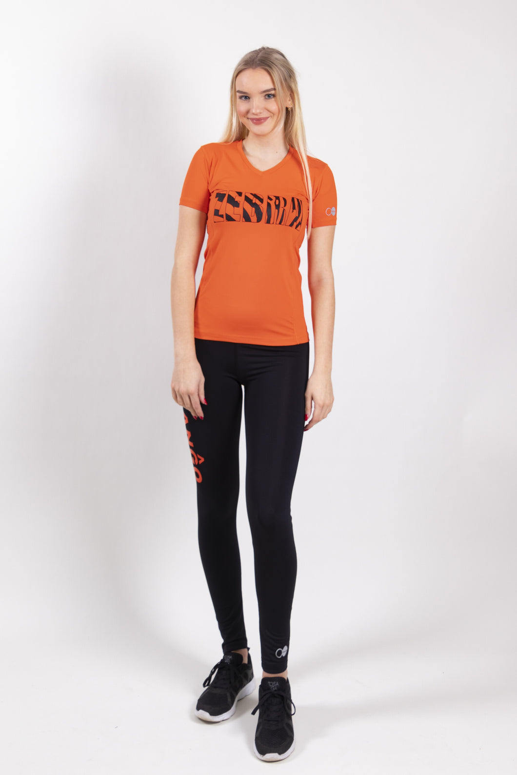 Orango Running - Womens T-shirt short sleeve V-neck - Cherry Tomato - P010-201A